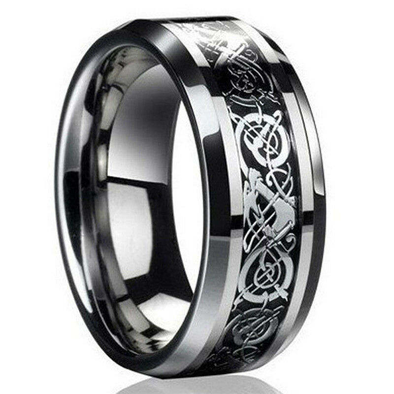 Fashion Silver Celtic Dragon Titanium Stainless Steel Men's Wedding Band Rings