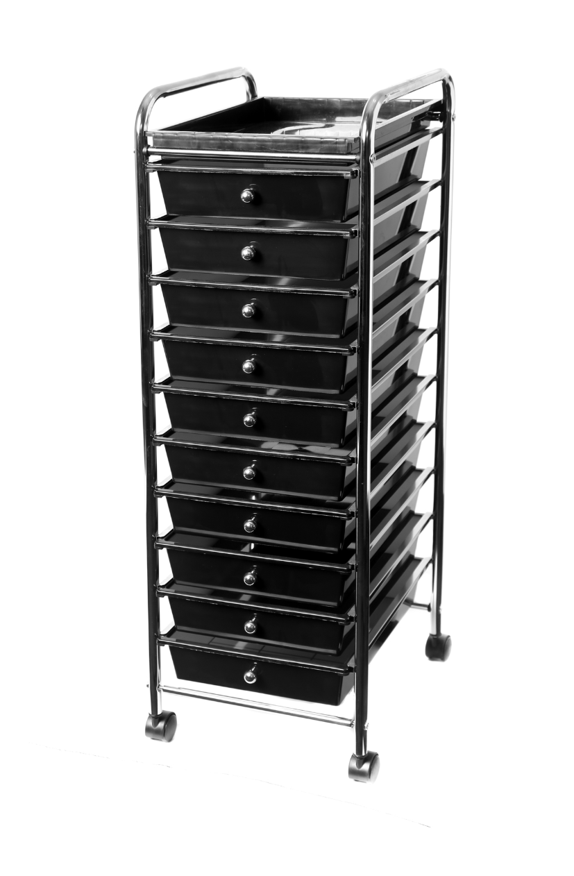 Seville Classics 10-drawer Organizer Cart, Black
