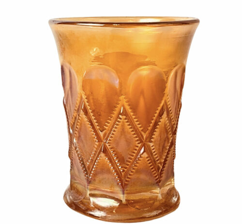 Antique Millersburg Diamonds Carnival Glass Tumbler In Marigold Ca 1910 4”h 3”w